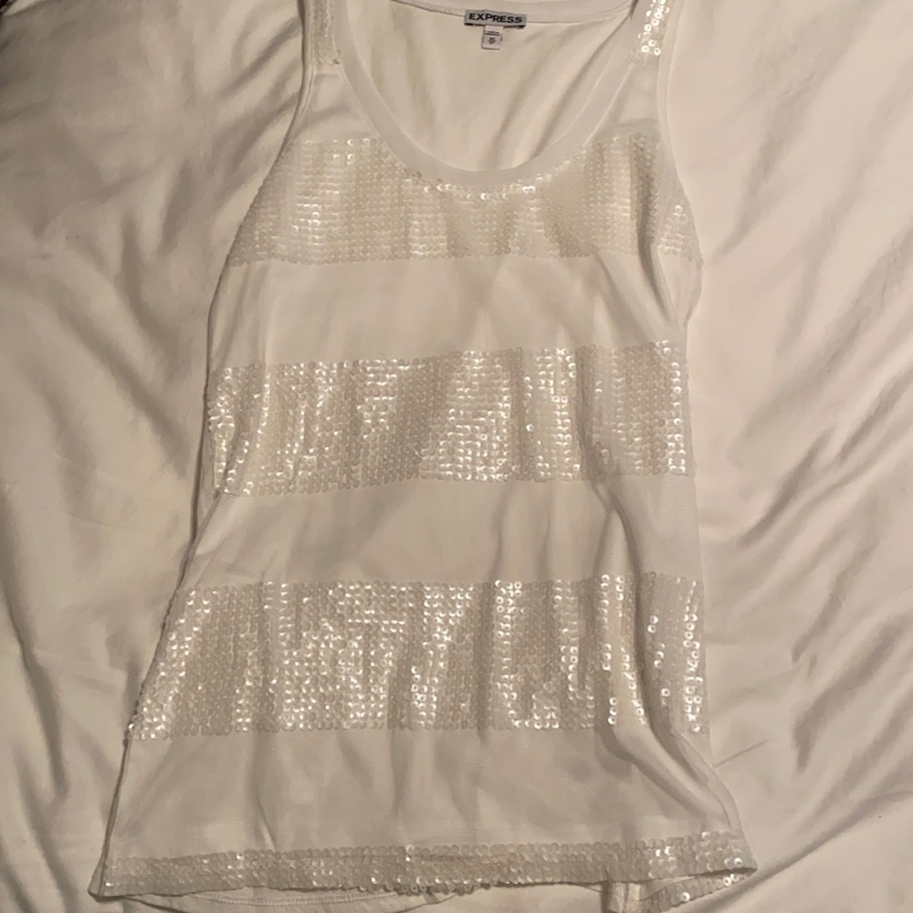 XS white with sequins Express tank